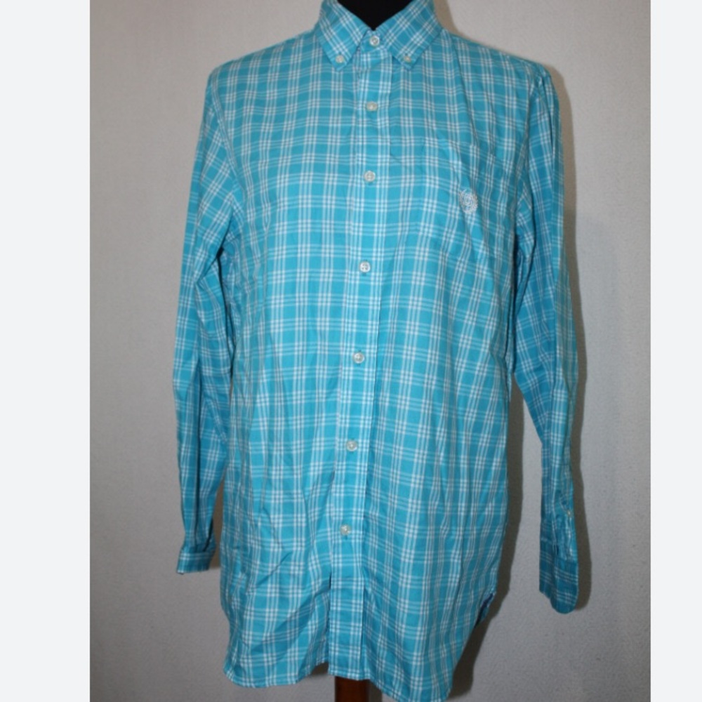 Chaps Men classic fit, plaid blue, long sleeve, size XXL, used $15